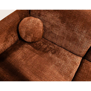 Louise - Canapé d'angle gauche 4 places en velours texturé - Terracotta