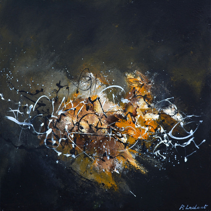 Tableau abstrait signature dorée Toile imprimée