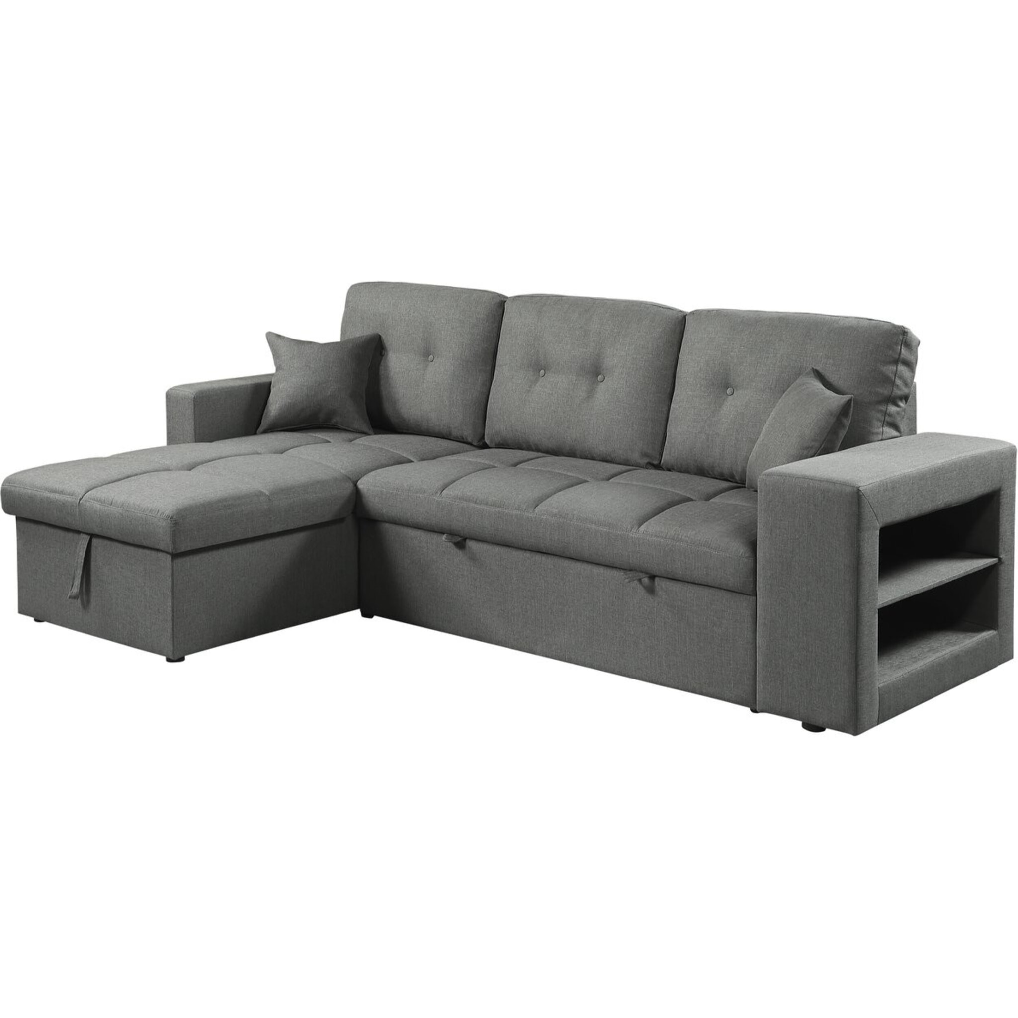 Canapé d'angle convertible/réversible tissu style bubble "Axel" - 3 places - Gris