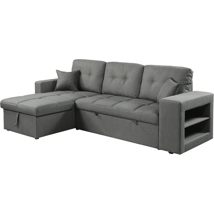 Canapé d'angle convertible/réversible tissu style bubble "Axel" - 3 places - Gris