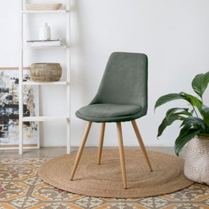 Pack de 4 chaises -tissu et bois, pieds métaliques-couleur vert 47 x 87 x 51 cm