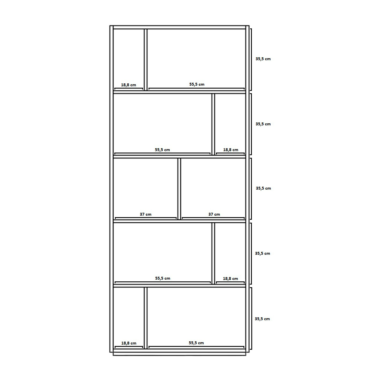Estantería librería Nack melamina roble-blanco 191x80x32 cm