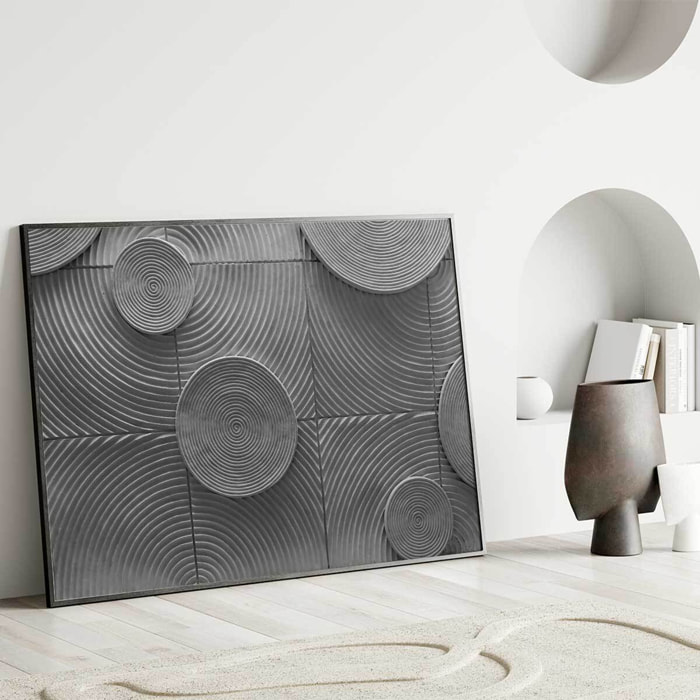 Affiche encadrée motif abstrait spirales grises Affiche + cadre en métal - Noir