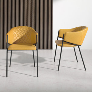 Set de 2 sillas – Polipiel ocre y costuras en rombo