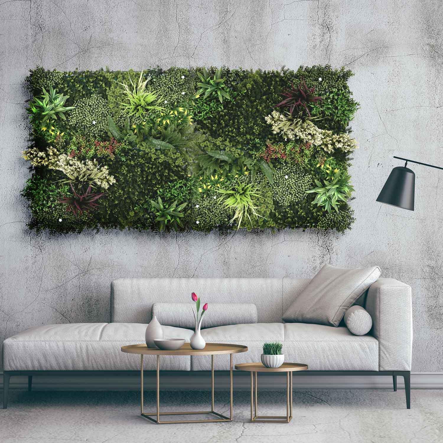 Gaia - Giardino verticale con foglie e fiori, pannello 100x100 cm