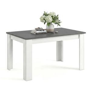 Mesa de comedor extensible en blanco mate y gris grafito 140-190x90 cm Sira Blanco Artik (Blanco Mate) - Gris Grafito