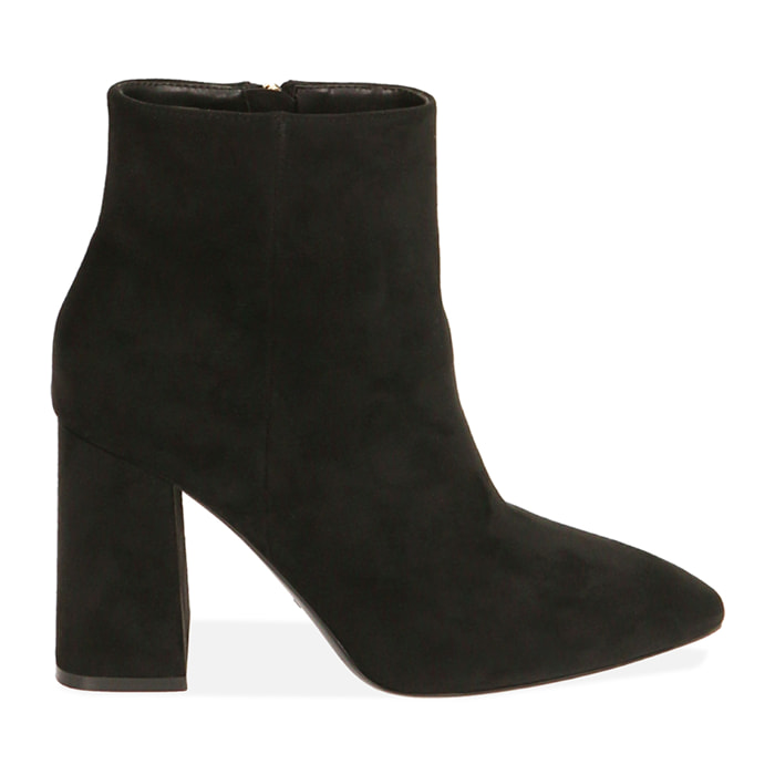 Botines negros de microfibra, tacón 9 cm.