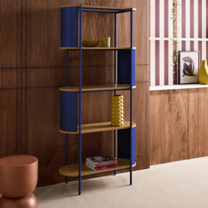 Etagère bibliothèque métal courbé et décor bois 5 niveaux MOLTO
