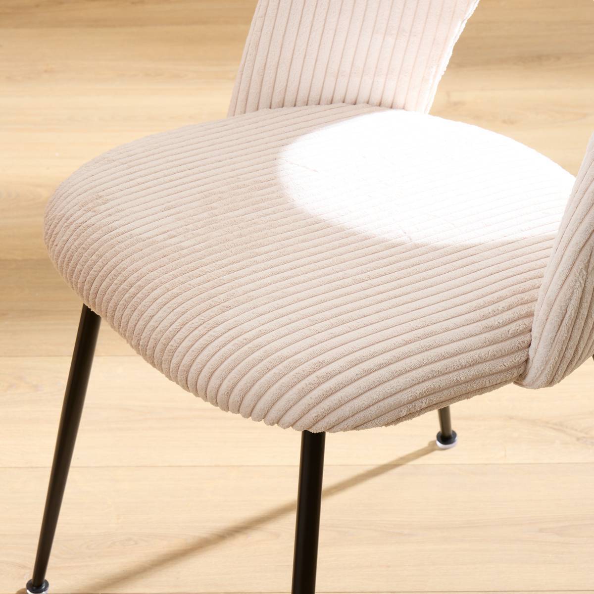 Chaise Raven H.81cm tissu côtelé crème