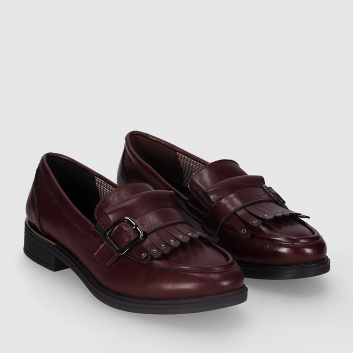 Zapatos de Piel Sintética - Vino - Tacón: 3 cm