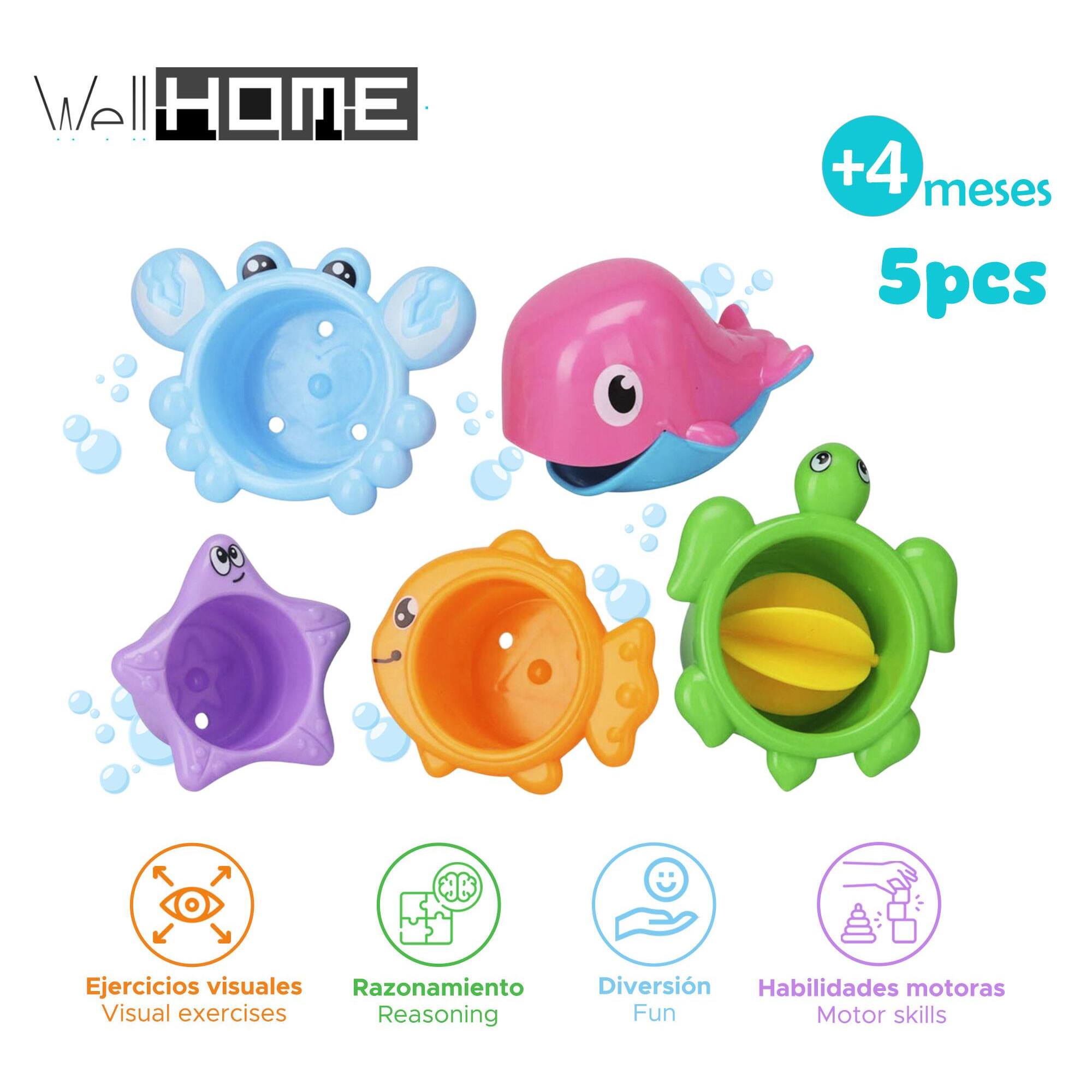 Well home - juego de baño waterwold design de 5 piezas