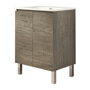 Ensemble de Salle de Bain Lust | 60 cm Nebraska | Deux Portes | Lavabo Encastré | N'inclut pas le Miroir | Meuble Assemblé | Alday