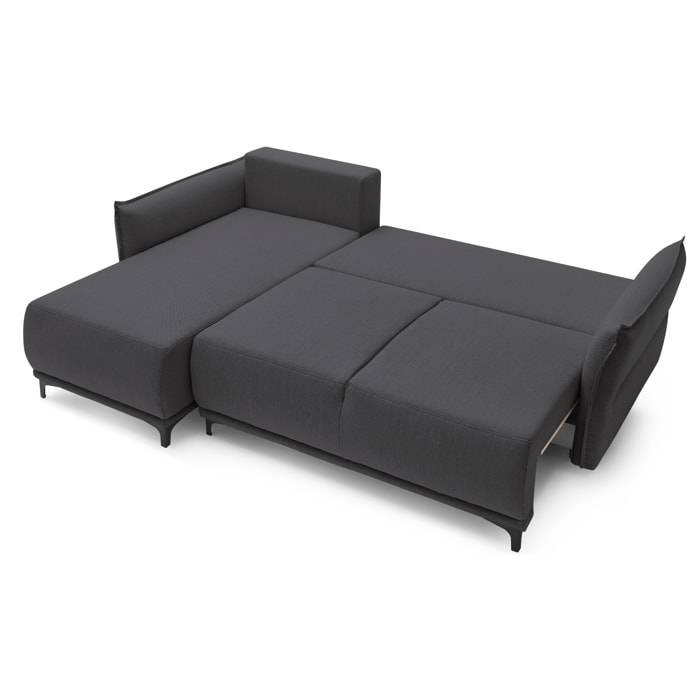 Arya - canapé d'angle réversible - convertible avec coffre - 4 places - style contemporain - Gris foncé