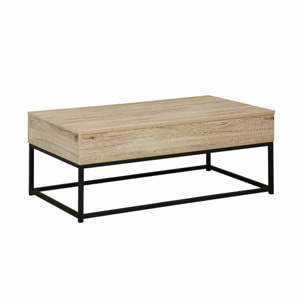 Table basse. loft. 1 plateau relevable. deux espaces de rangement. L 100 cm x l 55 cm x H 40.5 cm