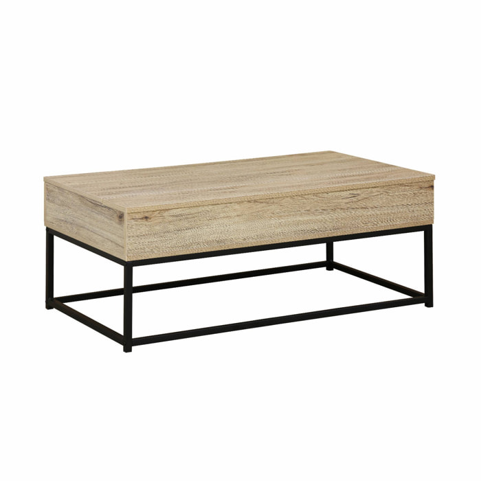 Table basse. loft. 1 plateau relevable. deux espaces de rangement. L 100 cm x l 55 cm x H 40.5 cm