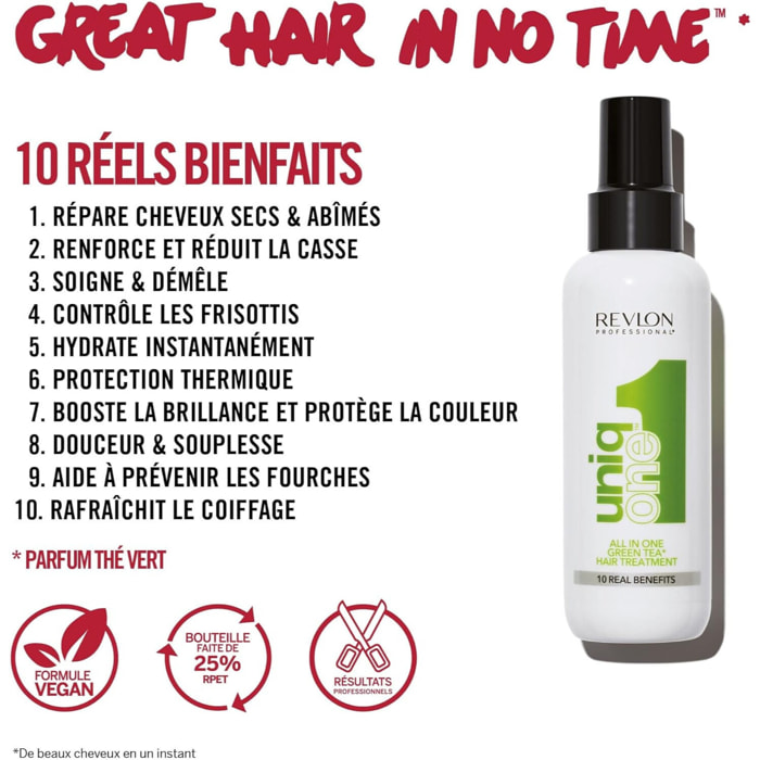 UNIQONE™ - Masque Spray Sans Rinçage 10 Bienfaits Thé Vert 150 ml