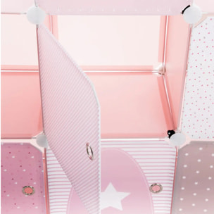 Casiers de rangement enfant "Château" rose 96x109cm