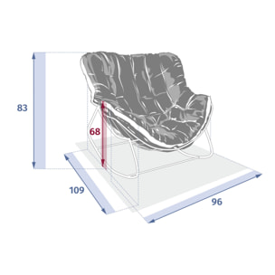Fauteuil oeuf à bascule "Paopao" beige et blanc en acier traité en epoxy