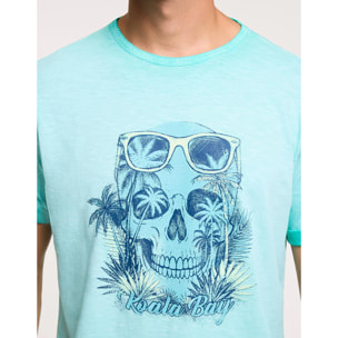 Camiseta Calavera Manga Corta Azul - Skullbay