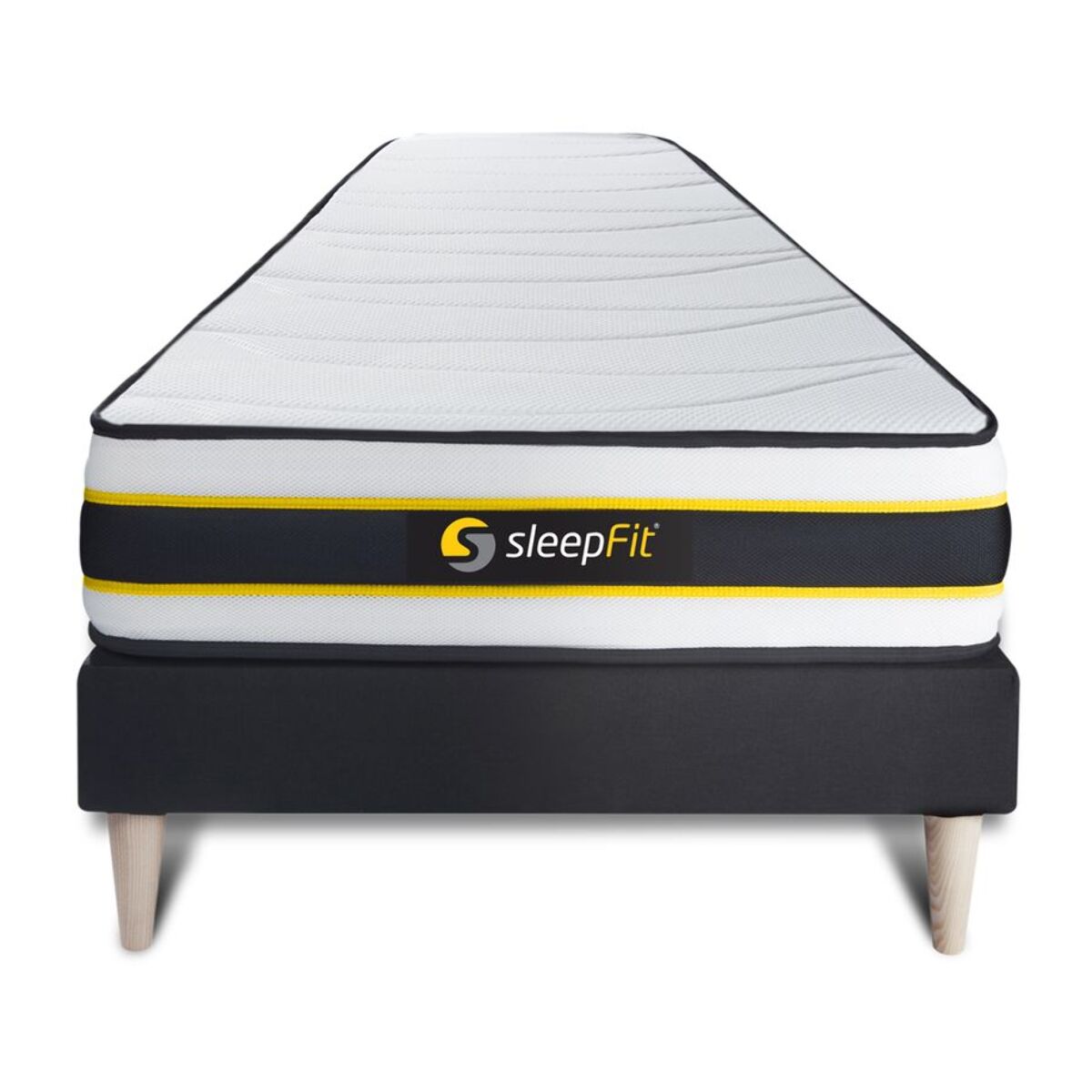 Ensemble Matelas Sommier 90x200 cm - Sommier Noir (en kit) - Flexy