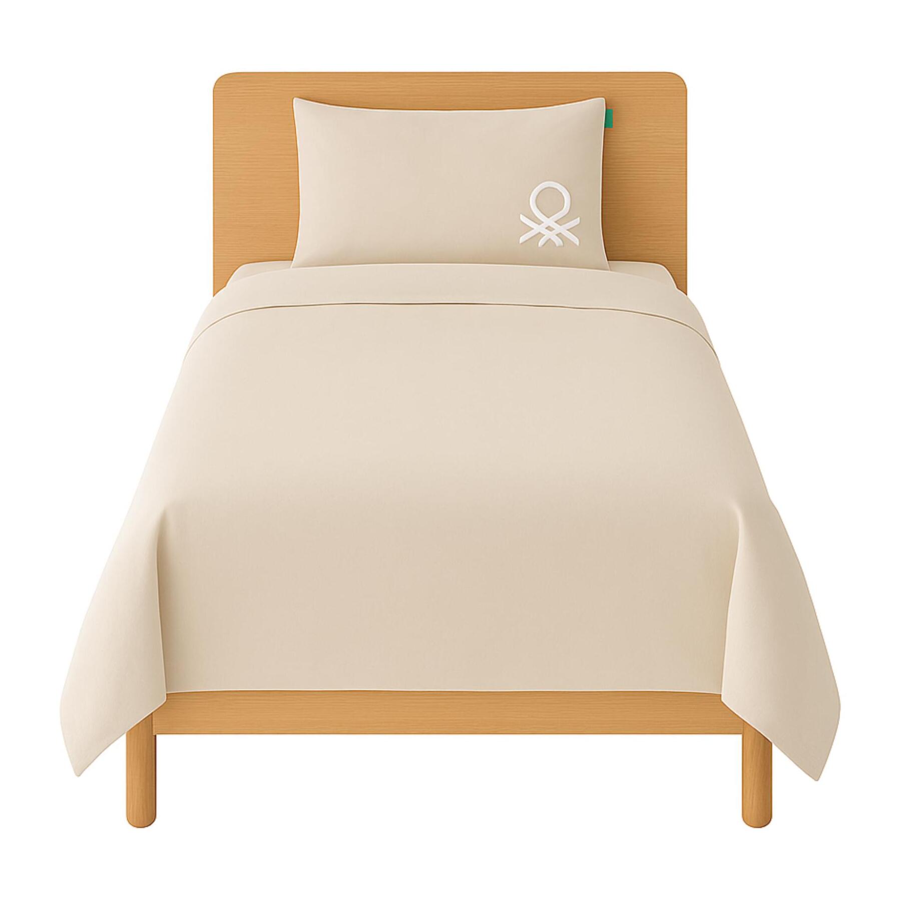 Set 2pc cama (funda nórdica 155x220cm + funda de almohada 80x80cm) 200tc 100% algodón beige y blanco neutral be