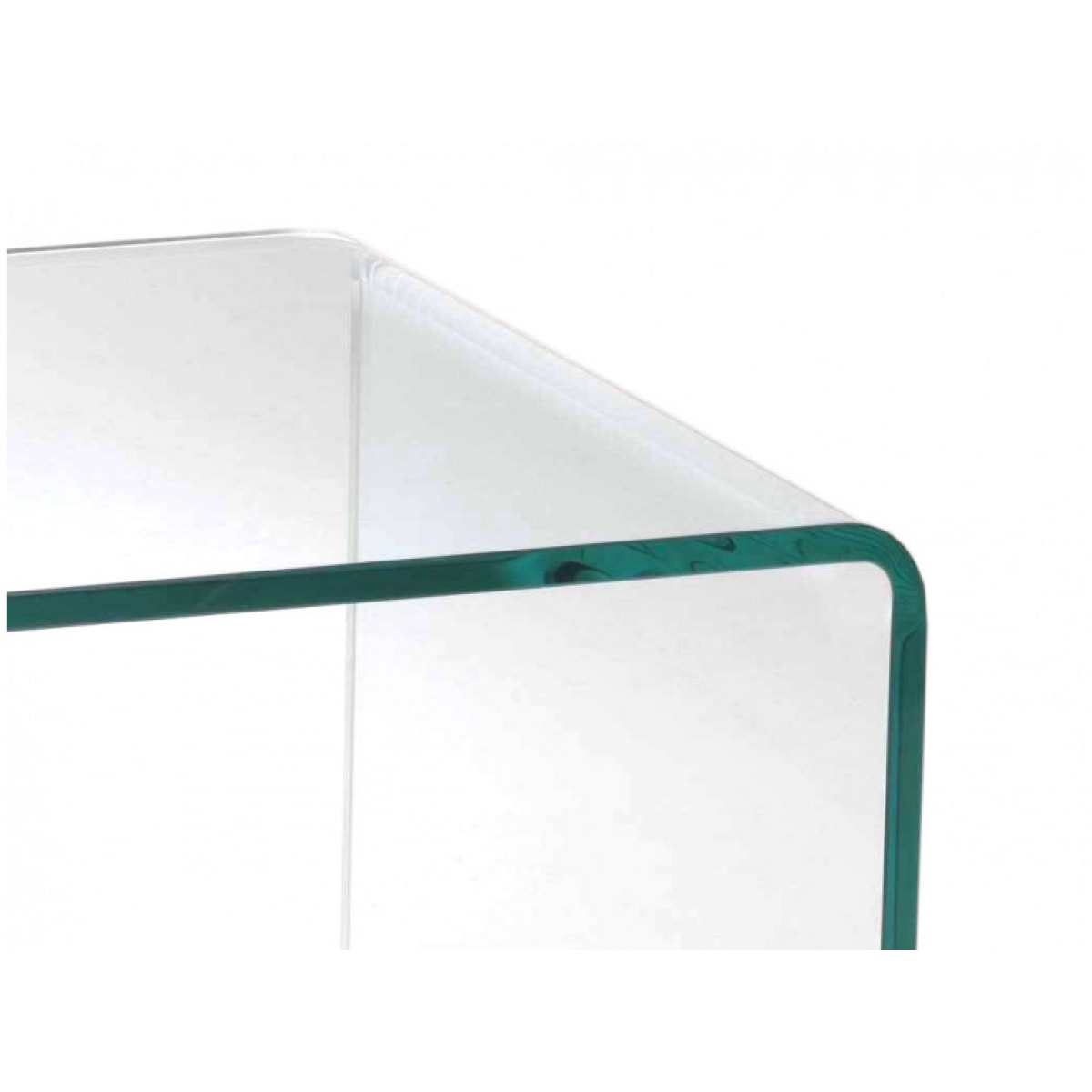 Meuble TV en verre trempé transparent avec étagère en bois - GLASS