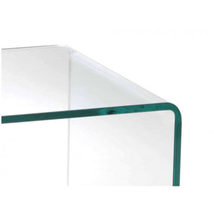 Meuble TV en verre trempé transparent avec étagère en bois - GLASS