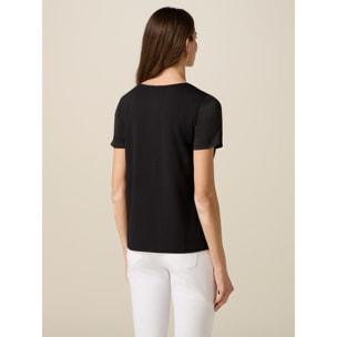 Oltre - Camiseta bimatérica - Negro