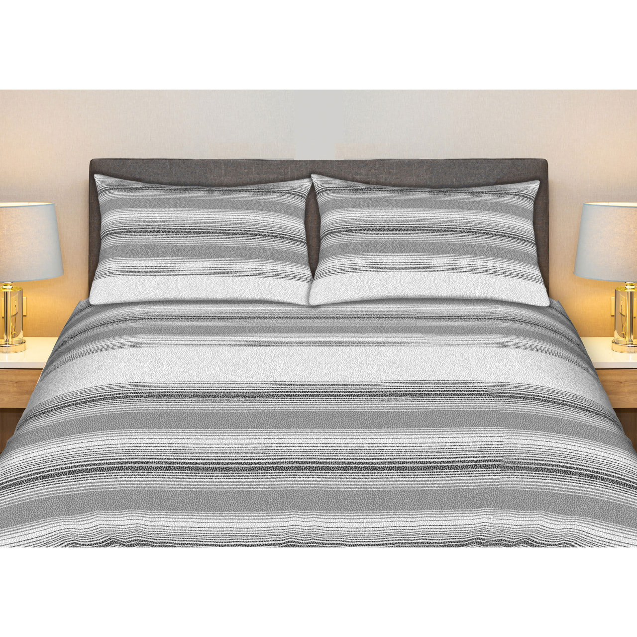 Completo Lenzuola 100% Cotone Effetto Seta Creo Grigio CN