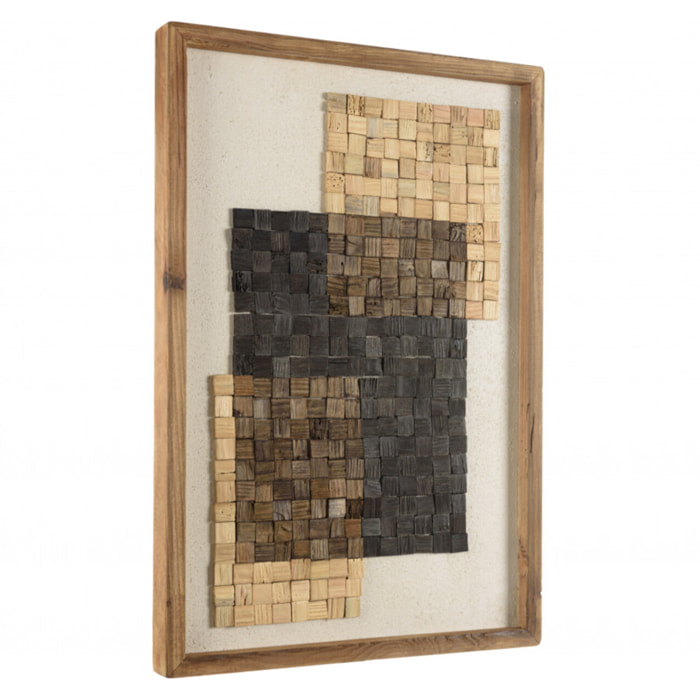 ANDRIAN - Décoration murale n°2 42x62cm mosaïque beige/noire Pin recyclé