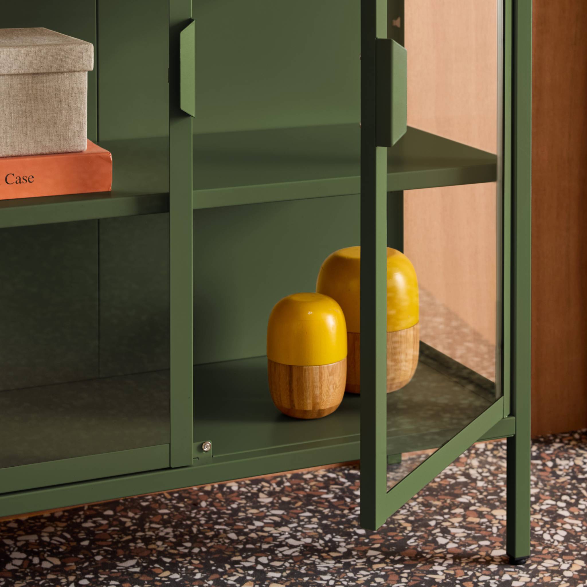 Armoire vitrine acier et verre trempé 2 portes 80cm ARKANSAS