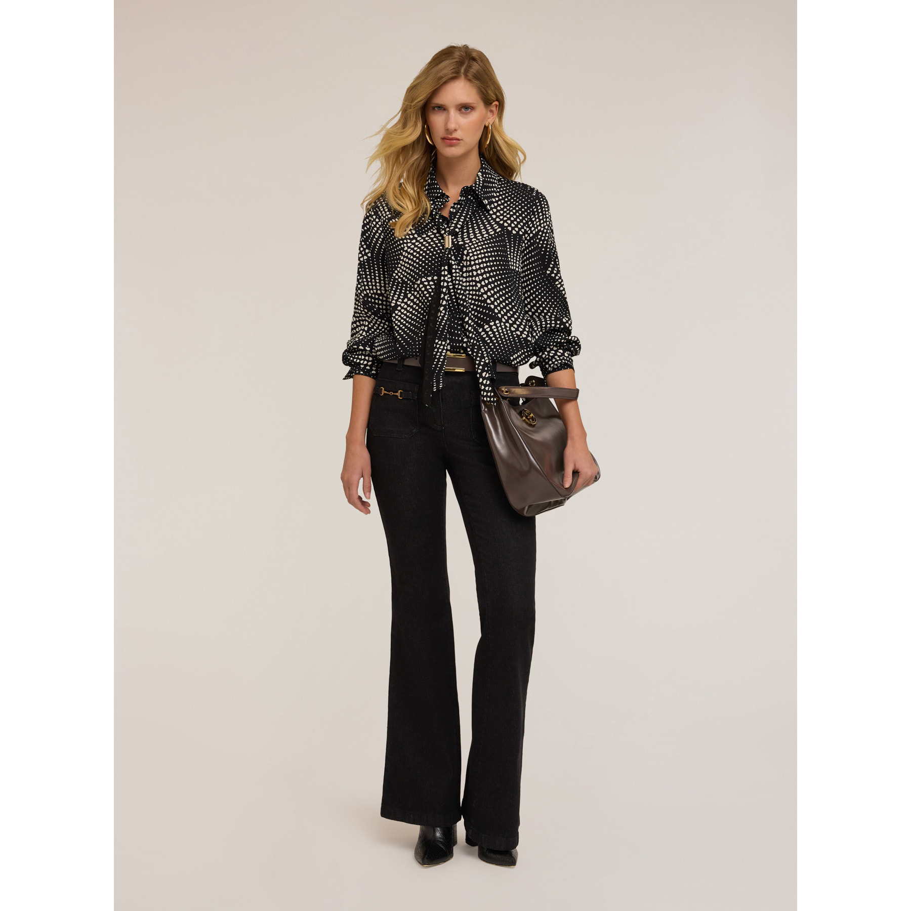 Motivi - Camicia con cravattina fantasia a cuori - Nero