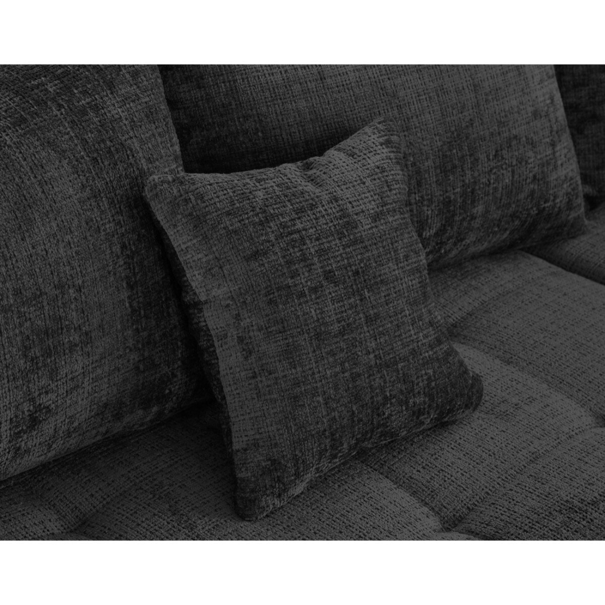 Rune - canapé panoramique d'angle droit 7 places en velours texturé - Gris Anthracite