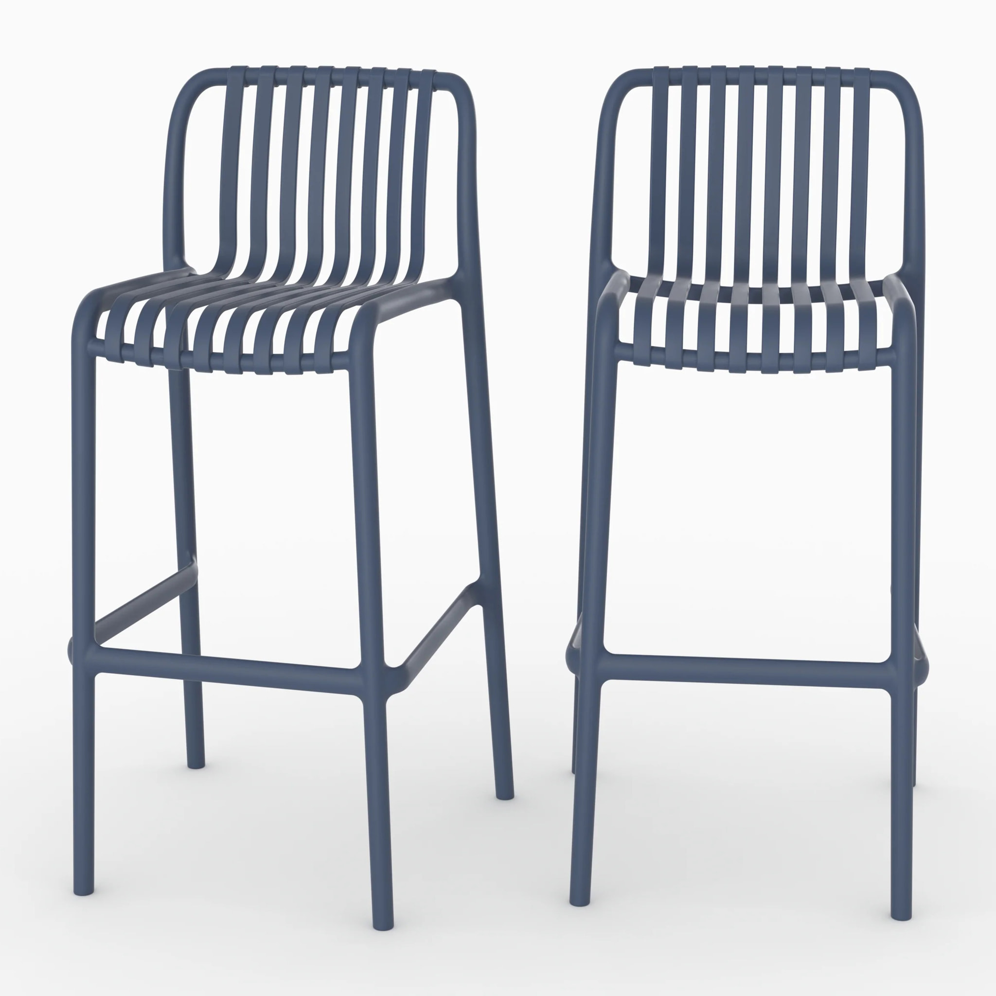 Lot de 2 chaises de bar de jardin 76 cm en plastique bleu marine - Duli