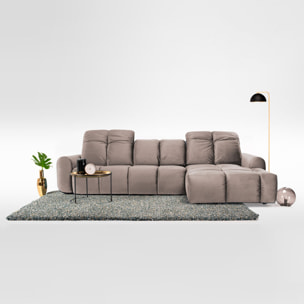 Canapé d'Angle Droit Velours Anacapri, 3 Places, Repose-têtes Ajustables, Style Contemporain