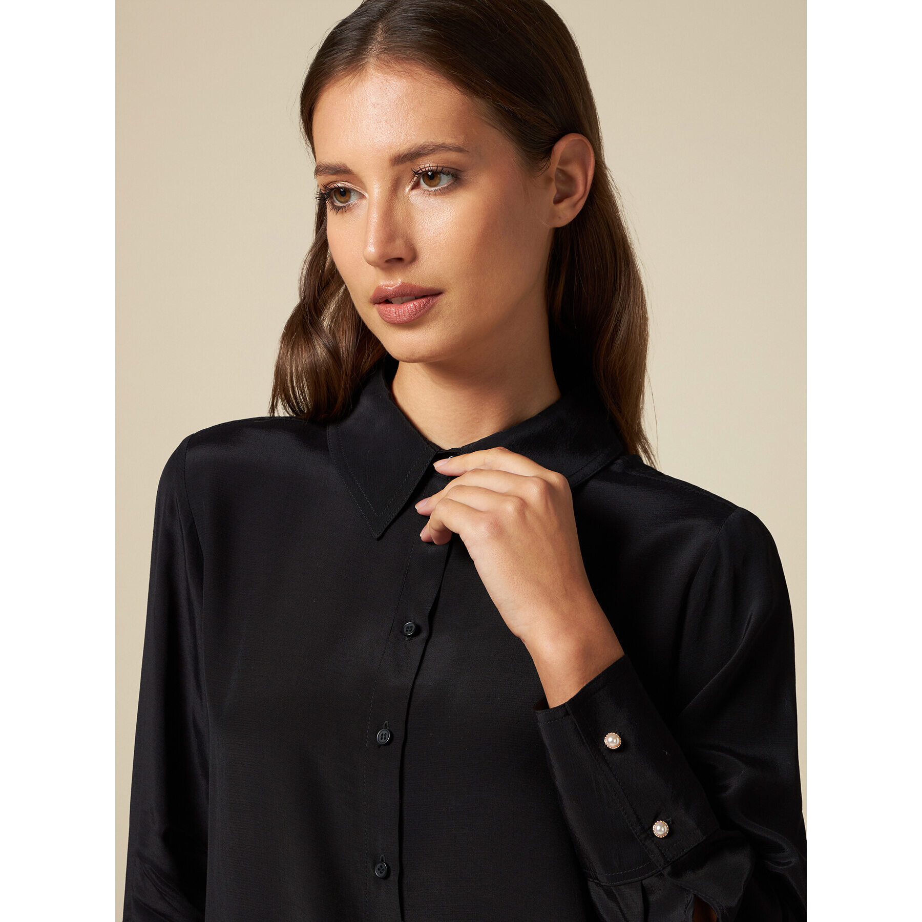 Oltre - Camisa de viscosa - Negro