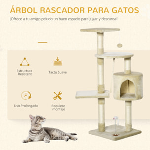 Árbol Rascador para Gatos de Melamina 75x40x112cm Beige