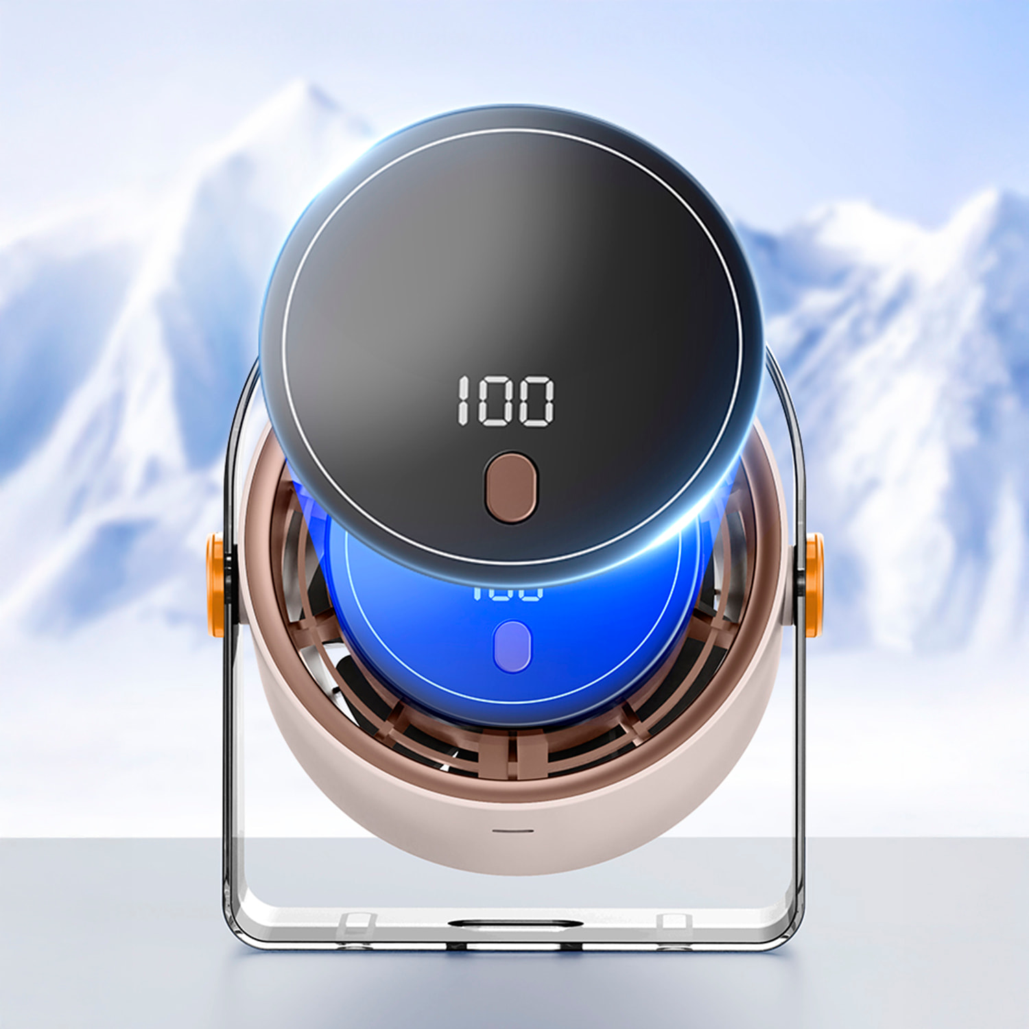 Ventilador de sobremesa con 5 velocidades y ángulo de inclinación.