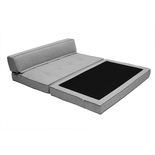 Chauffeuse 2 places convertible en tissu gris clair KATY