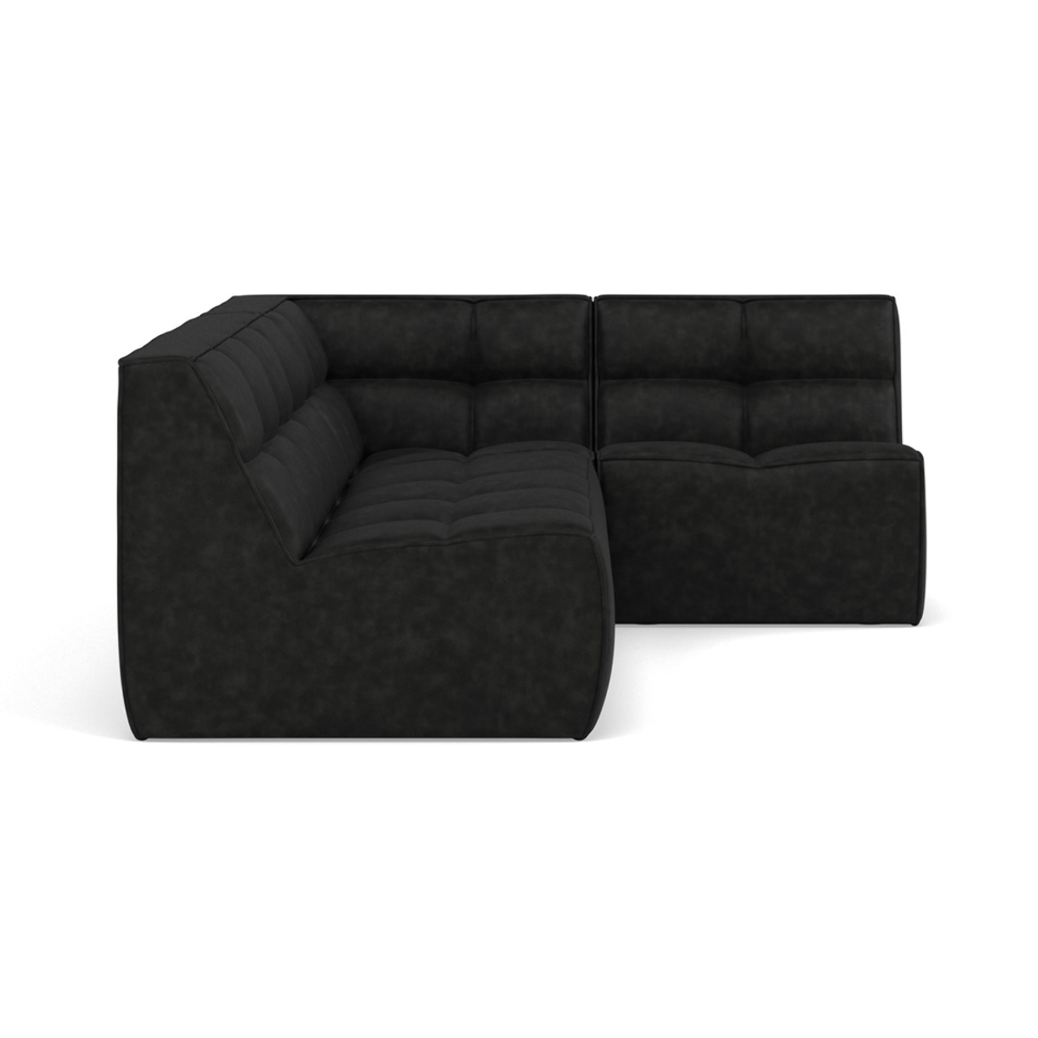 Alya - canapé modulable d'angle réversible 4 places en simili - Noir
