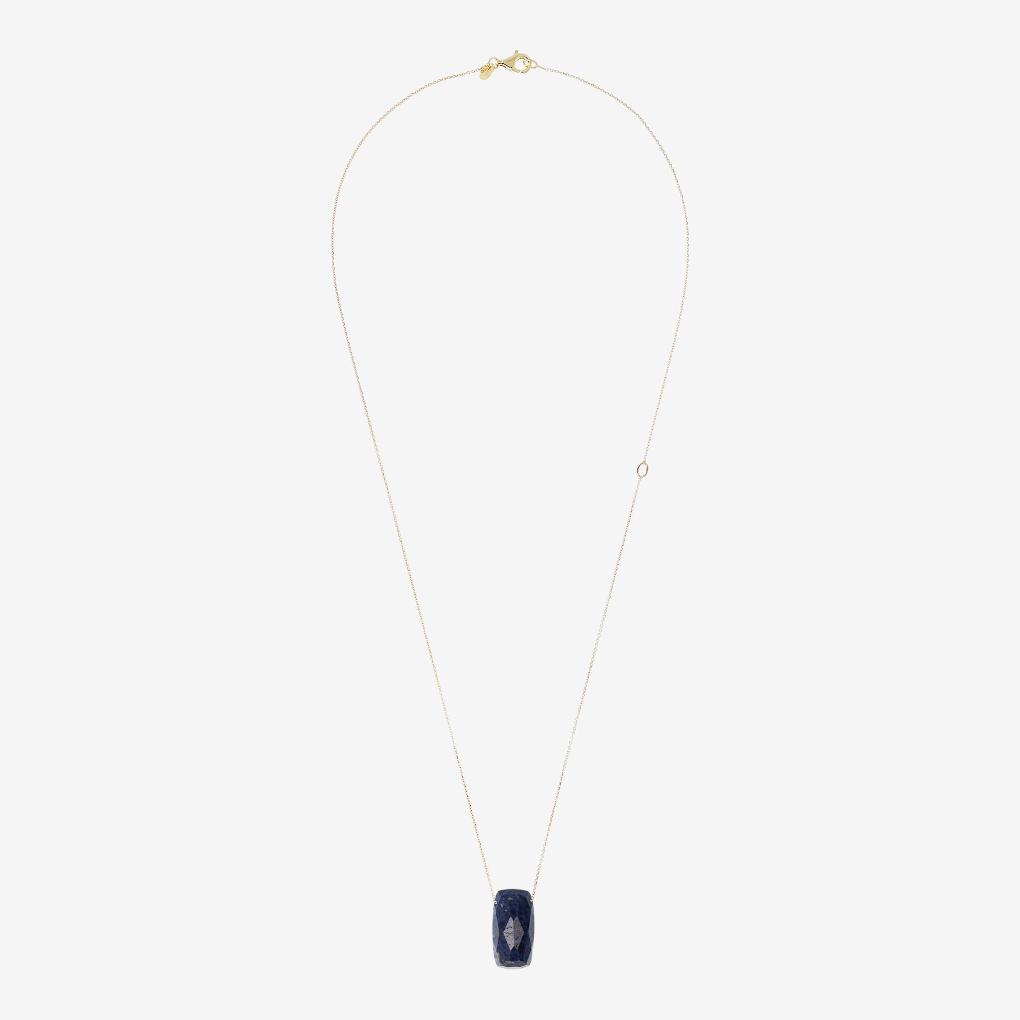 Collana Maglia Brillantina in Argento 925 placcato Oro giallo 18kt con Pendente in Pietra Naturale Quarzo Blu Denim Sfaccettato