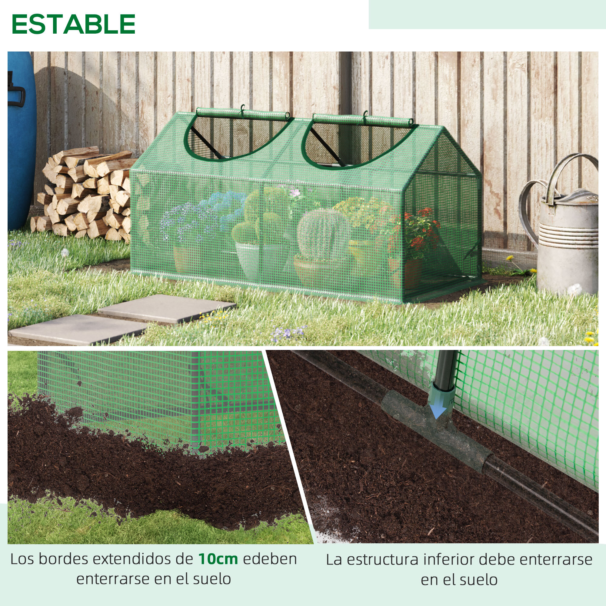 Invernadero de Terraza 120x60x60 cm Caseta de Jardín Acero con 2 Ventanas Enrollables Vivero Casero para Cultivo de Plantas Verduras Flores Verde