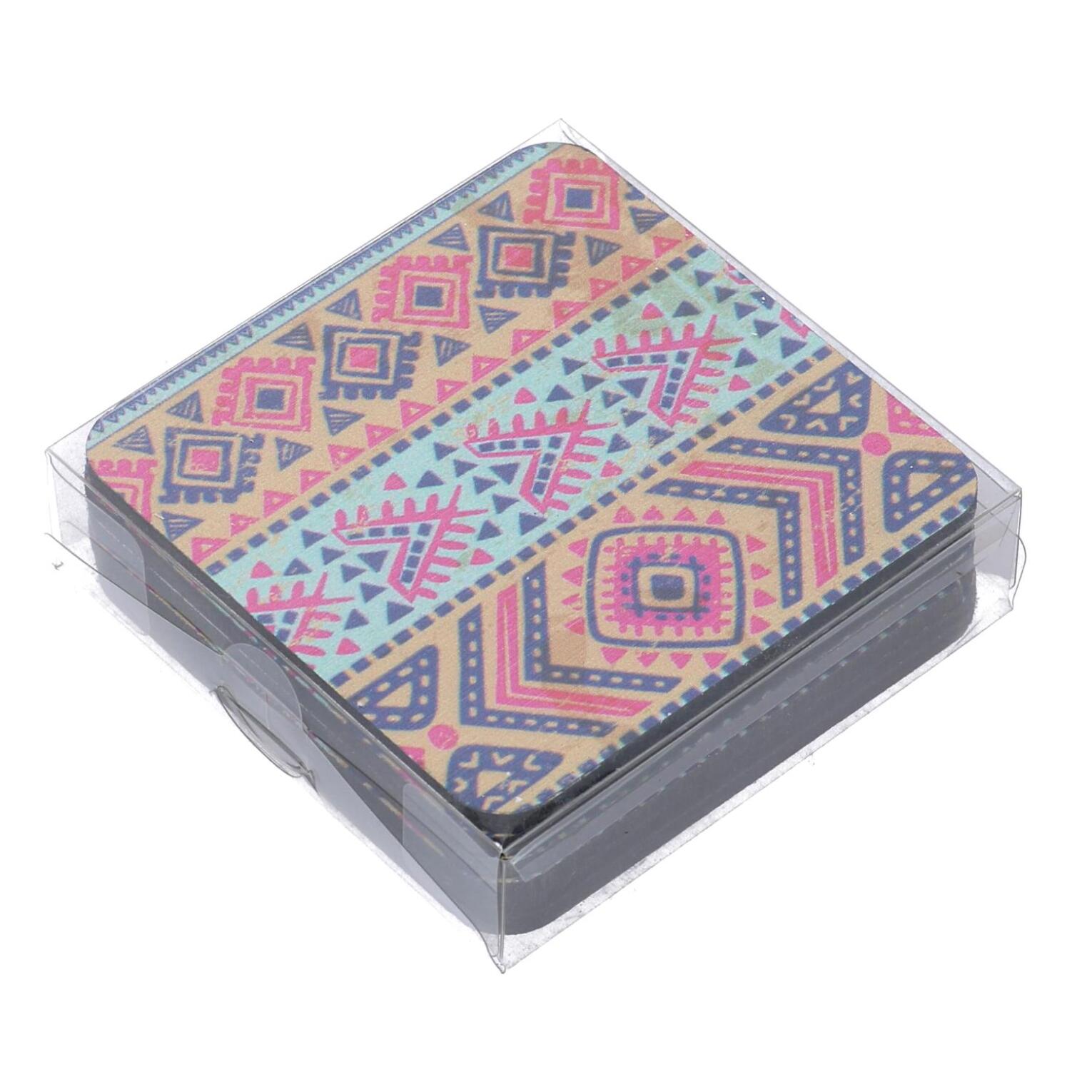 Sottobicchiere in legno confezione da 6 pezzi arancione quadro cm10x10h0,5