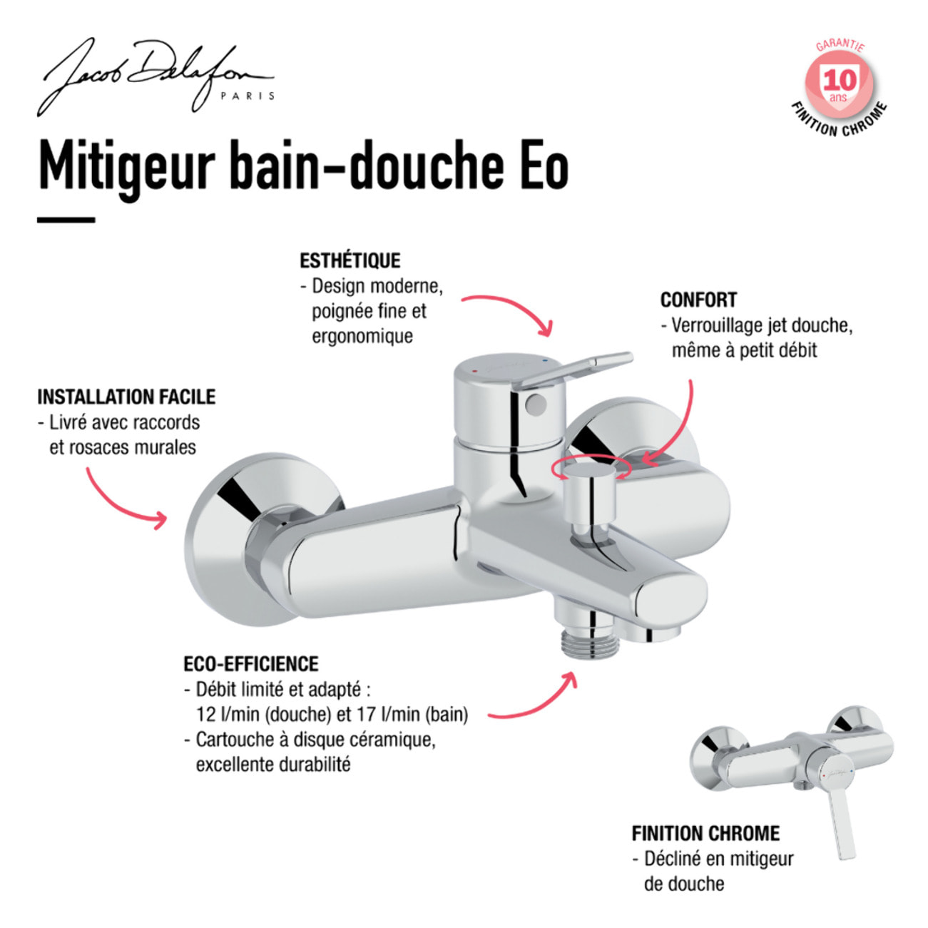 Mitigeur bain-douche Eo chromé