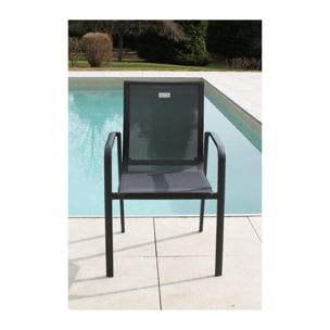 Ensemble table et chaises de jardin  - Gris Anthracite - GUETHARY PSPC ardoise