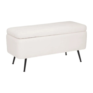 Banc coffre bouclette "Aurora" blanc 100x40cm