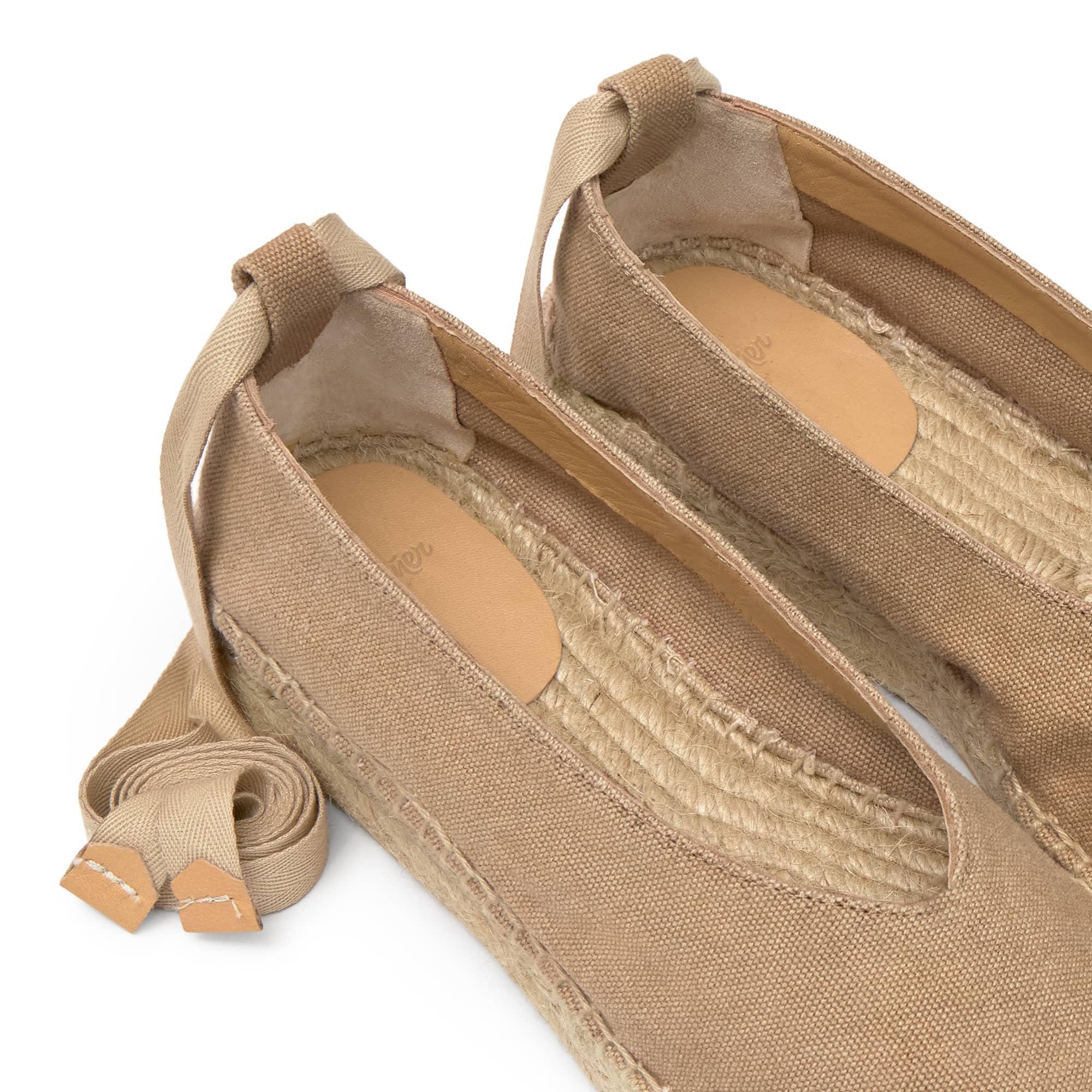 Alpargatas planas de mujer Gea en algodón acabado lavado, cierre mediante lazada