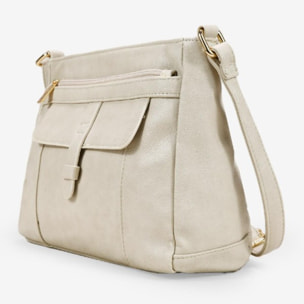 Bolso bandolera beige con bolsillos