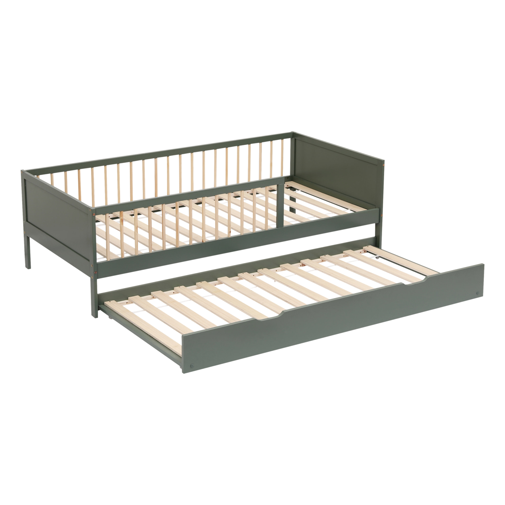 Lit gigogne pour enfant 190x90cm vert ADAM