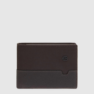 Piquadro Portafogli in tessuto riciclato e pelle con portamonete, schermato con protezione RFID